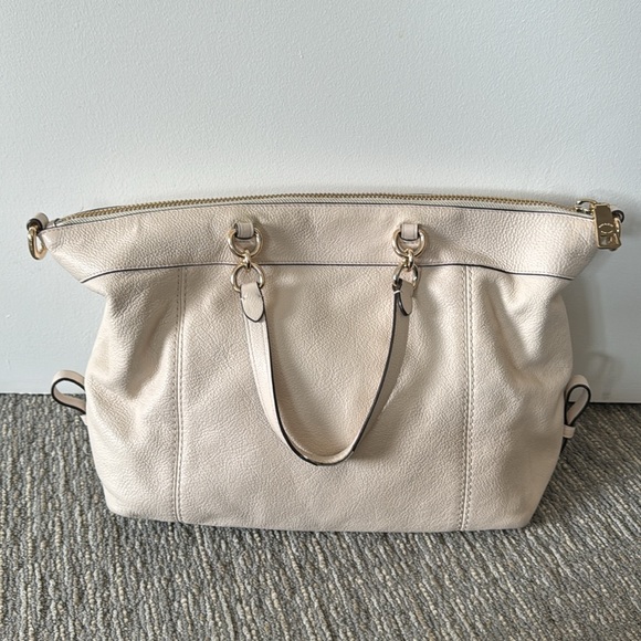 Coach Chalk White Pebbled Leather Lenox Satchel F59325 - Picture 10 of 16